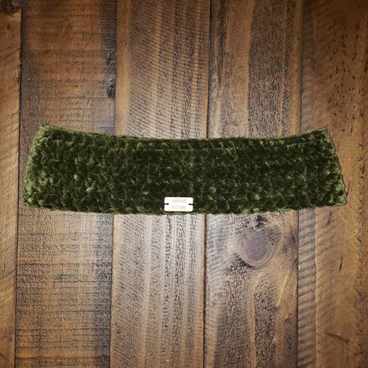 Forest Green Velvet Ear Warmers - The Hook Up