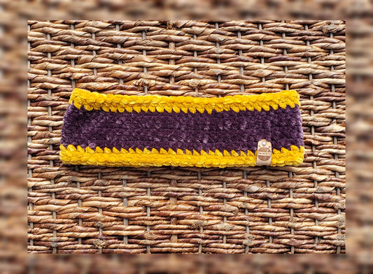 Purple & Gold Velvet Ear Warmers - The Hook Up