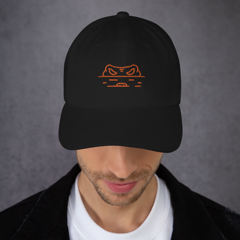 Man wearing Gator Snout Sports Hat - Front Black 