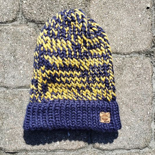 Maize and Navy Beanie - The Hook Up